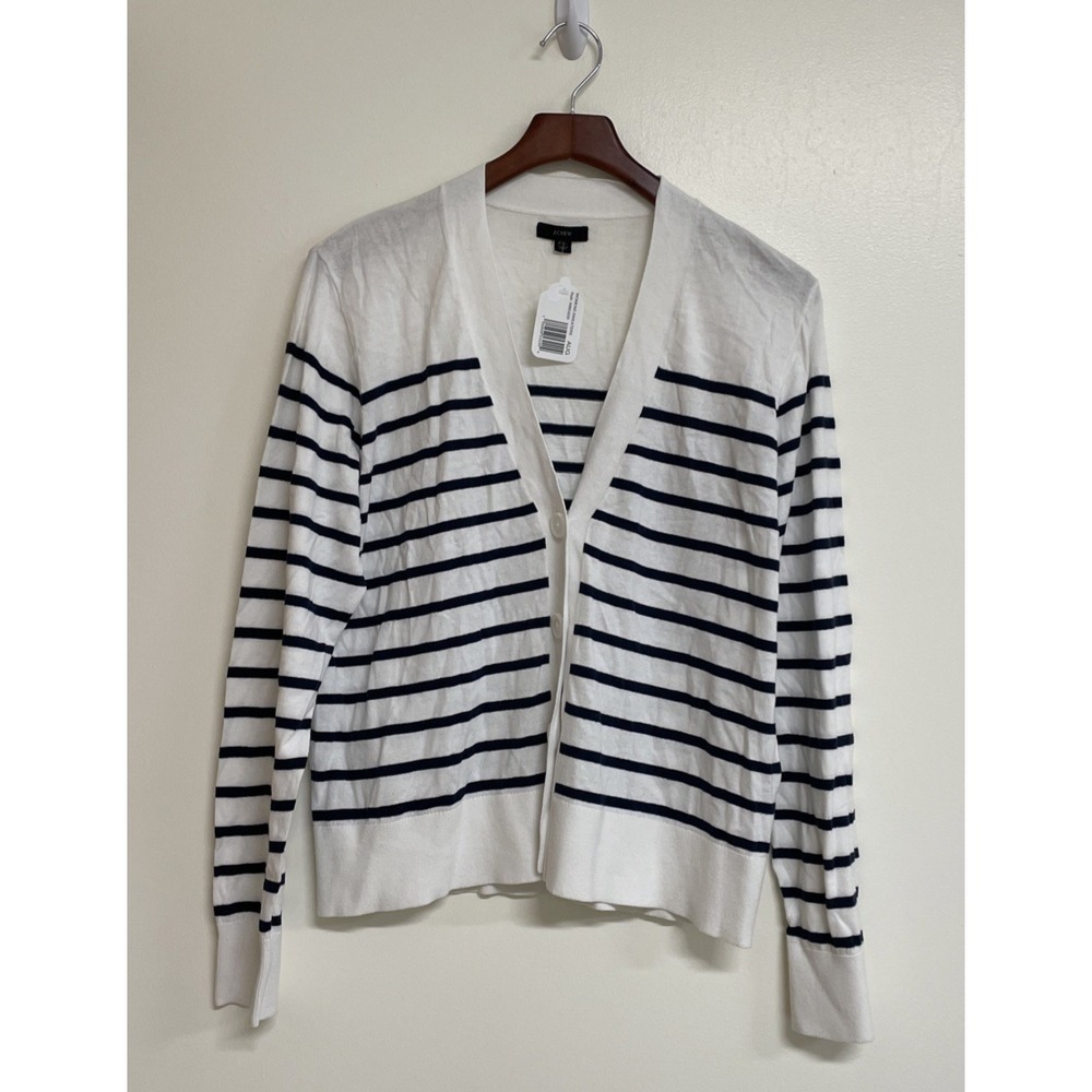 NWT J. Crew Lightweight‎ Black &White Striped Cardigan Sweater Women's XXL - Picture 4 of 10